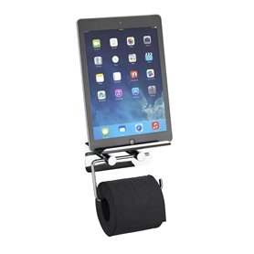 WENKO Dérouleur papier WC avec tablette acier inox Brillant