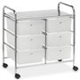 IDIMEX Caisson sur roulettes GINA Chariot avec 6 tiroirs en Plastique Blanc Transparent et 1 étagère