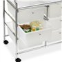 IDIMEX Caisson sur roulettes GINA Chariot avec 6 tiroirs en Plastique Blanc Transparent et 1 étagère, Meuble de Rangement pour S