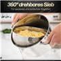 BEYOND Casserole à Pâtes 24 cm Acier Inoxydable - Couvercle en Verre, Passoire Amovible, Compatible Induction, Cuiseur Multifonc