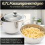 BEYOND Casserole à Pâtes 24 cm Acier Inoxydable - Couvercle en Verre, Passoire Amovible, Compatible Induction, Cuiseur Multifonc