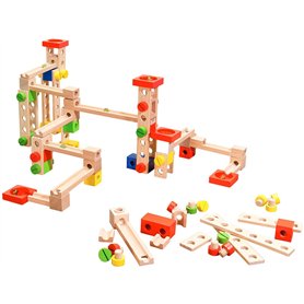 Playtastic Circuit à Billes en Bois 50 pièces