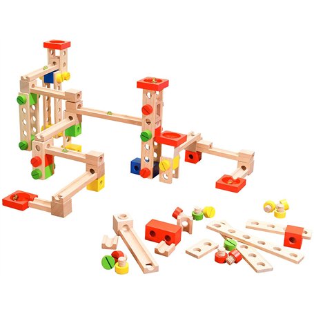 Playtastic Circuit à Billes en Bois 50 pièces