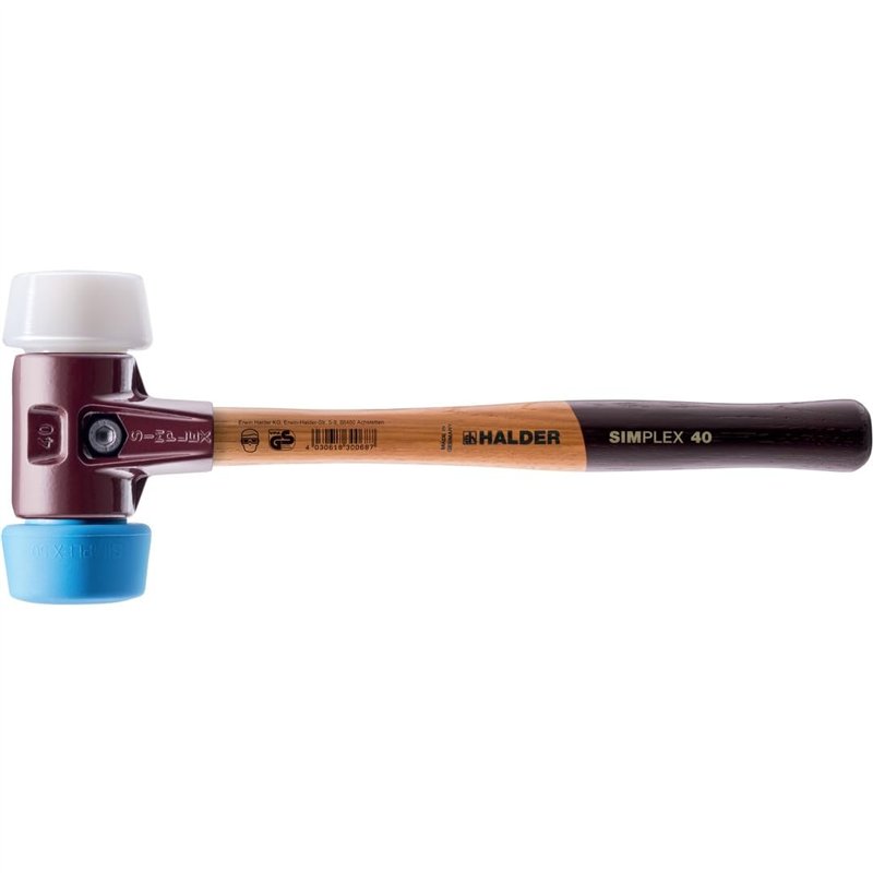 Halder 3017.051 50 Maillet : 40 W/surdimensionné souple en caoutchouc Bleu et Superplastic visage inserts,