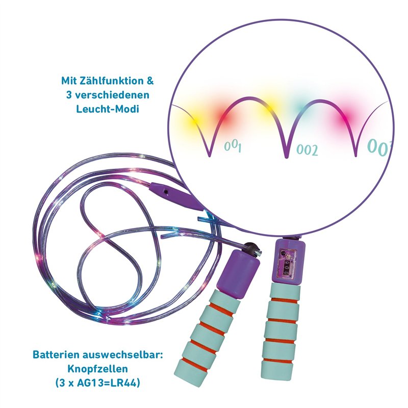 Image secondaire de moses. 38137 Corde à Sauter Lumineuse réglable avec lumières LED, 3 Modes d'éclairage et Compteur Multicolore
