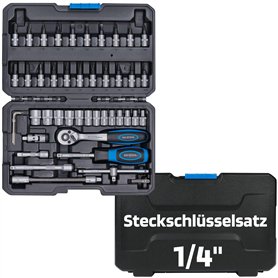 SW-Stahl 07748L Jeu de clés à douille hexagonales 1/4" - Coffret à outils 48 pièces - Petite boîte à cliquet pour voiture - Boît