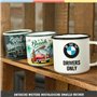 Nostalgic-Art Tasse rétro en émail, Goodyear – Logo White – Idée de cadeau pour fans de voitures et de motos, Mug de camping, De