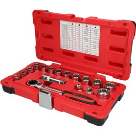 KS Tools 916.4050 Coffret de douilles traversantes 1/2" - 3/8" - TRIPLEplus - 17 pcs