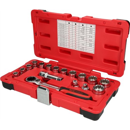 KS Tools 916.4050 Coffret de douilles traversantes 1/2" - 3/8" - TRIPLEplus - 17 pcs