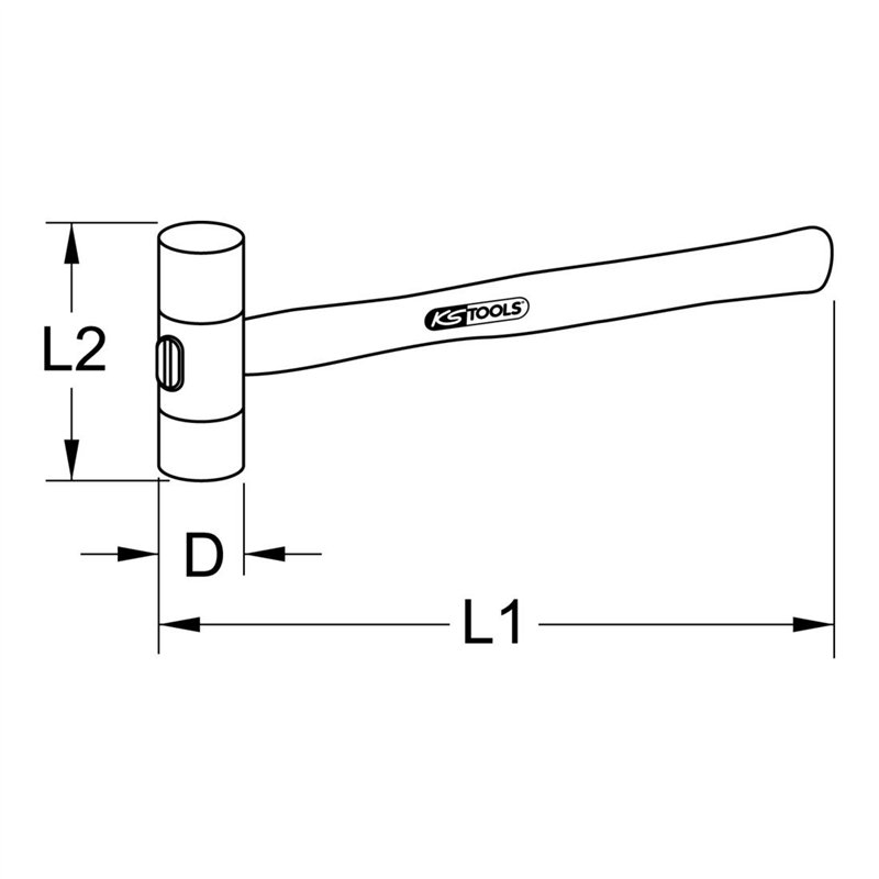 Image secondaire de KS TOOLS Maillet à embout nylon 200g - tête Ø28mm - avec manche frêne galbé Multicolore