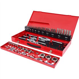 KS TOOLS 331.0654 - Coffret De Jeux De Tarauds Et Filières - Avec Mallette De Rangement Rouge En Acier Anti-Rouille - Outtilage
