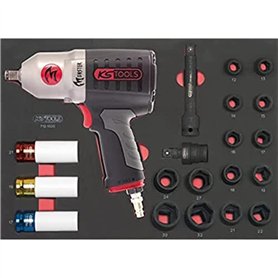 KS TOOLS - 712.1020 - Clé à choc pneumatique monster 1/2'' avec jeu de douilles et accessoires - Boulonneuse à choc haute perfor