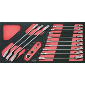KS TOOLS - 713.2027 - Module 12 clés mixtes à cliquet réversible GEARplus adaptateurs 1/4-3/8-1/2