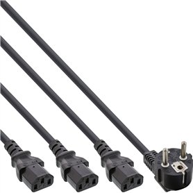 InLine Câble d'alimentation Y avec 1 fiche mâle Type F et 3 fiches Femelles Type C14 Noir