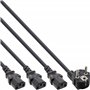 InLine Câble d'alimentation Y avec 1 fiche mâle Type F et 3 fiches Femelles Type C14 Noir