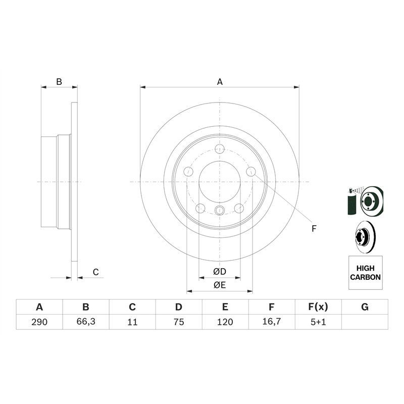 Image secondaire de Bosch BD1650 Disques de frein - certification ECE-R90-1 jeu de 2 disques