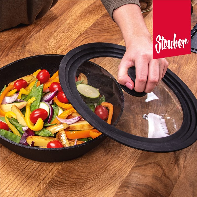 Image secondaire de Culinario - Lot de 2 couvercles universels en Verre avec Une vanne de Sortie et Un Bord en Silicone - Diamètres de 16/18/20 cm e