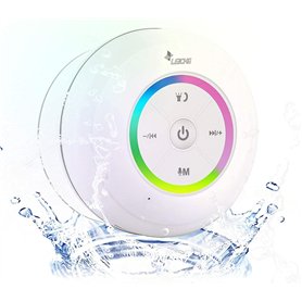LEICKE Enceinte Bluetooth Portable Étanche Haut Parleur de Douche sans Fil Haute stéréo LED Lumière Ventouse puissante