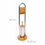 Relaxdays Ensemble porte brosse WC support porte rouleau papier toilette en bambou et inox brosse plastique distributeur papier 