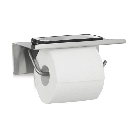 Relaxdays Toilettes INOX dérouleur Papier WC Support Smartphone téléphone
