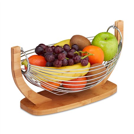 Relaxdays Corbeille à fruits Hamac bambou