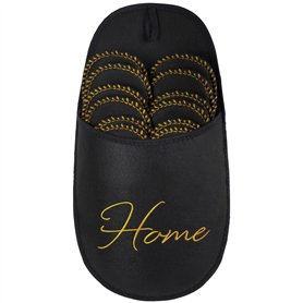 ONVAYA® ABS Pantoufles d'invités | Home noir et or | Set de 6 | Semelle antidérapante | Chaussons | Pantoufles en feutre | Taill