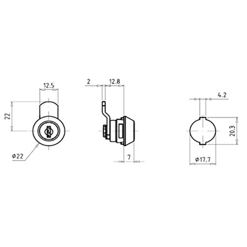 Image secondaire de Serrure à came S7312 Argenté SCHWEISTHAL pour boîte aux lettres, 2 clés, verrouillable, 90 degrés, Plaque en laiton, Fixation à 