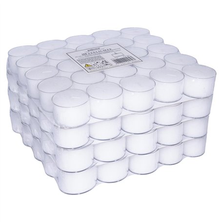 Pajoma - Lot de 100 bougies chauffe-plat non parfumées blanches - Longue durée de combustion : 8 heures - Pour décoration de jar