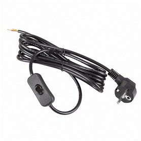 Mextronic Câble d'alimentation 3 m Schuko avec prise de terre + interrupteur 300 SW noir extrémité ouverte