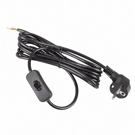 Mextronic Câble d'alimentation 3 m Schuko avec prise de terre + interrupteur 300 SW noir extrémité ouverte
