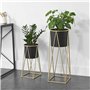[en.casa] Set de 2 Supports de Plante Cache-Pot Pot de Fleur Bac à Fleurs Vase Métal Couleur Laiton et Noir Tailles Différentes