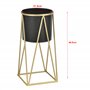 [en.casa] Set de 2 Supports de Plante Cache-Pot Pot de Fleur Bac à Fleurs Vase Métal Couleur Laiton et Noir Tailles Différentes