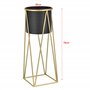 [en.casa] Set de 2 Supports de Plante Cache-Pot Pot de Fleur Bac à Fleurs Vase Métal Couleur Laiton et Noir Tailles Différentes