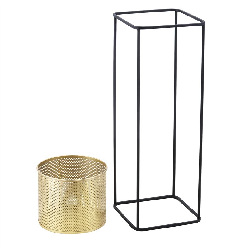 Image secondaire de [en.casa] Lot de 2 Supports de Plante Set Cache-Pot Pot de Fleur Bac à Fleurs Vase Métal Tailles Différentes Noir Doré