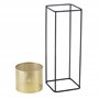 [en.casa] Lot de 2 Supports de Plante Set Cache-Pot Pot de Fleur Bac à Fleurs Vase Métal Tailles Différentes Noir Doré
