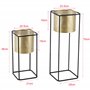 [en.casa] Lot de 2 Supports de Plante Set Cache-Pot Pot de Fleur Bac à Fleurs Vase Métal Tailles Différentes Noir Doré