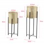 [en.casa] Set de 2 Supports de Plante Ensemble Cache-Pot Pot de Fleur Bac à Fleurs Vase Métal Tailles Différentes Noir Doré
