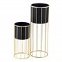 [en.casa] Set de 2 Supports de Plante Ensemble Cache-Pot Pot de Fleur Bac à Fleurs Vase Métal Tailles Différentes Doré Noir