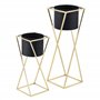 [en.casa] Lot de 2 Supports de Plantes Ensemble Pot de Fleur Set Cache-Pot Ensemble Bac à Fleurs Vase Métal Tailles Différentes 