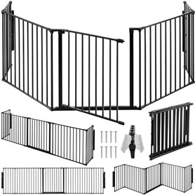 tectake® Barrière de Sécurité Clôture Cheminée pour Enfant Chien Chat Pare-Feu Bébé Barrière escalier Barrière Cage Pare-feu Gri