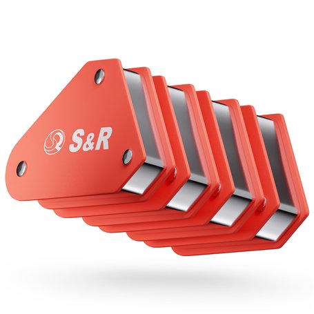 S&R Mini Aimants de Soudure - Positionneur Magnétique à Equerre Lot de 4 aimant 58 x 50 mm avec angle 45°