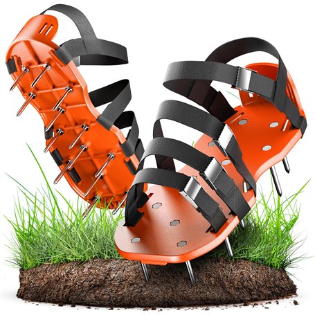 GRÜNTEK Aérateur Gazon Pelouse Sandales Chaussures à Clous Aération Réagreage Sol Epoxy. Clous en Acier