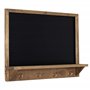 Navaris Tableau noir ardoise - Tableau mural 60 x 45cm avec cadre en bois petite étagère et crochet de suspension - 4x craie bla