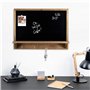 Navaris Tableau noir ardoise - Tableau mural 60 x 45cm avec cadre en bois petite étagère et crochet de suspension - 4x craie bla