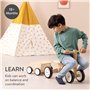 Navaris Draisienne avec remorque - Vélo en Bois sans pédale pour Enfants de Plus de 18 Mois - Tricycle Charge Max 50 kg avec Pan