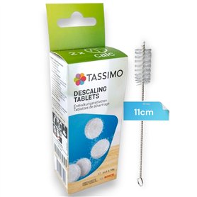 Lot de 4 pastilles détartrantes 311909 TCZ6004 compatibles avec toutes les machines à café Bosch Tassimo avec brosse de nettoyag