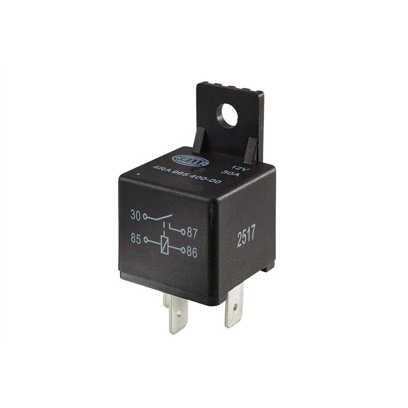 HELLA Relais, courant de travail - 12V - 4pôle - Schéma de câblage: S1 - Fiche: A - Relais à courant de travail - Couleur: noir 