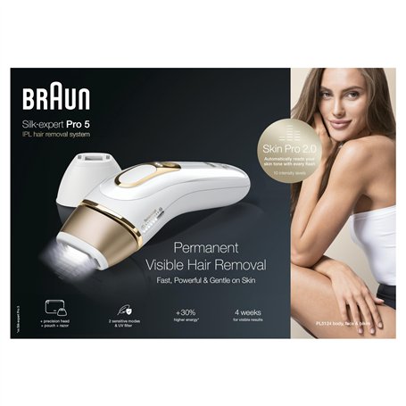 Braun IPL Silk Expert Pro 5 – Épilation permanente visible pour homme et femme avec rasoir Venus et tête de précision