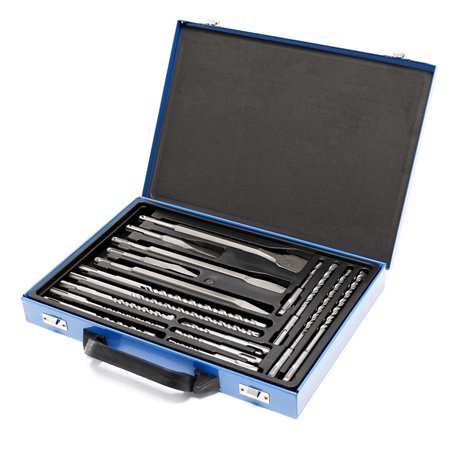 WilTec Jeu de 17 forets et burins SDS avec Coffret perforateur burineur Marteau-piqueur maçonnerie