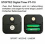 STOPTEC Minuteur numérique PT-110 - Compte à rebours - Chronomètre - Heure et alarme - Température - Sport et loisirs - Silencie